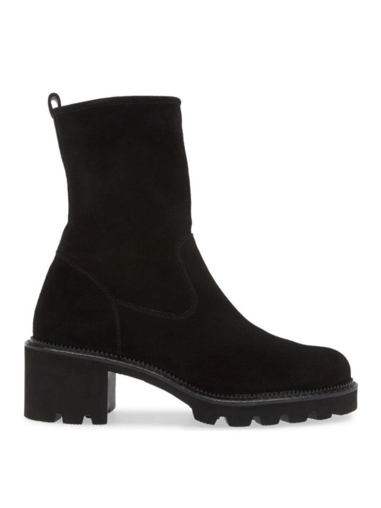 Paul Green Wanda Lug Sole Utility Boot Zip Black Suede Us 6.5